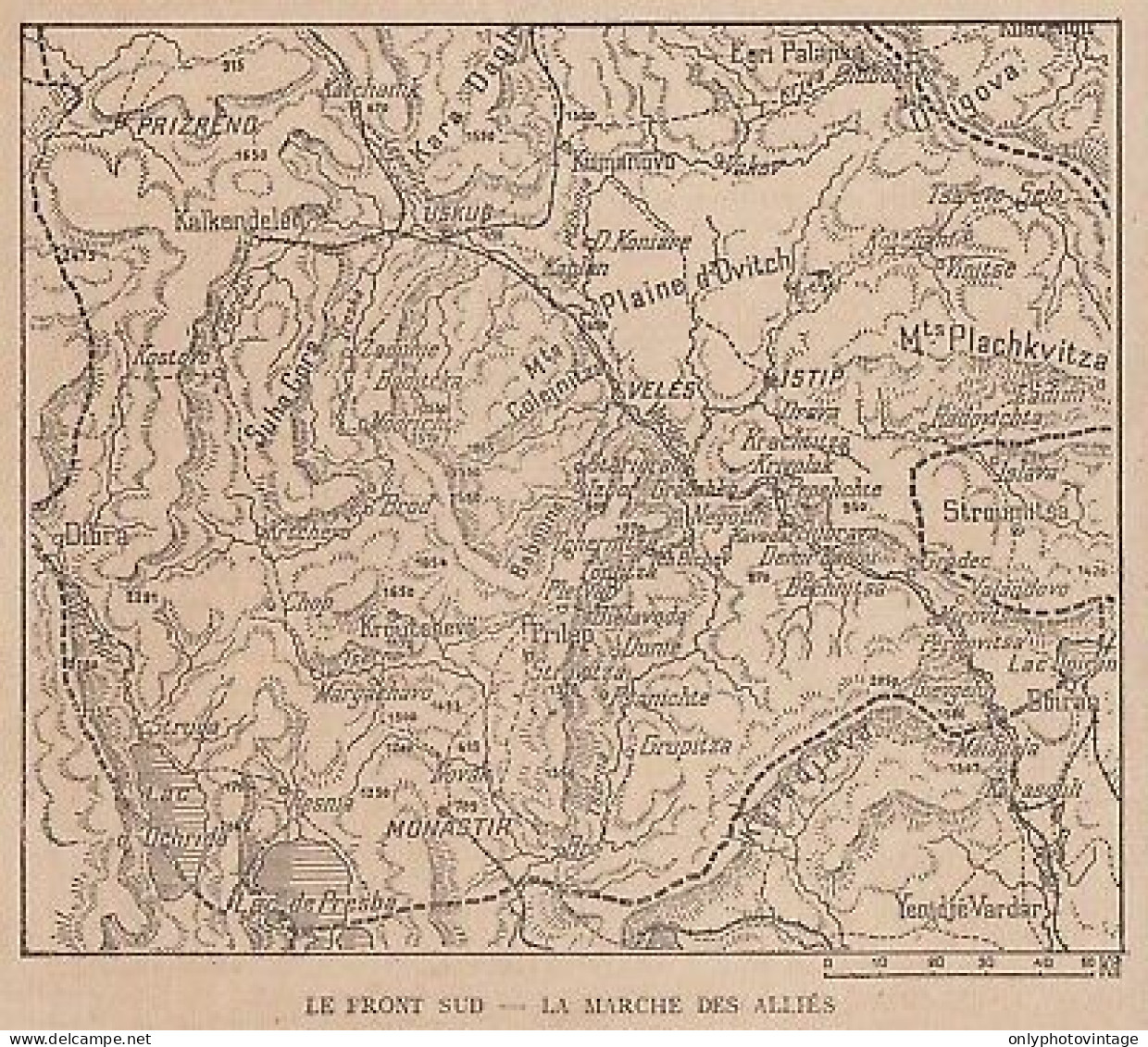 Première Guerre Mondiale - Front Balkanique - Mappa Epoca - 1915 Old Map - Cartes Géographiques