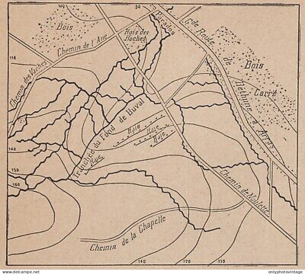 Le Fond De Buval - France - Mappa Epoca - 1915 Vintage Map - Cartes Géographiques