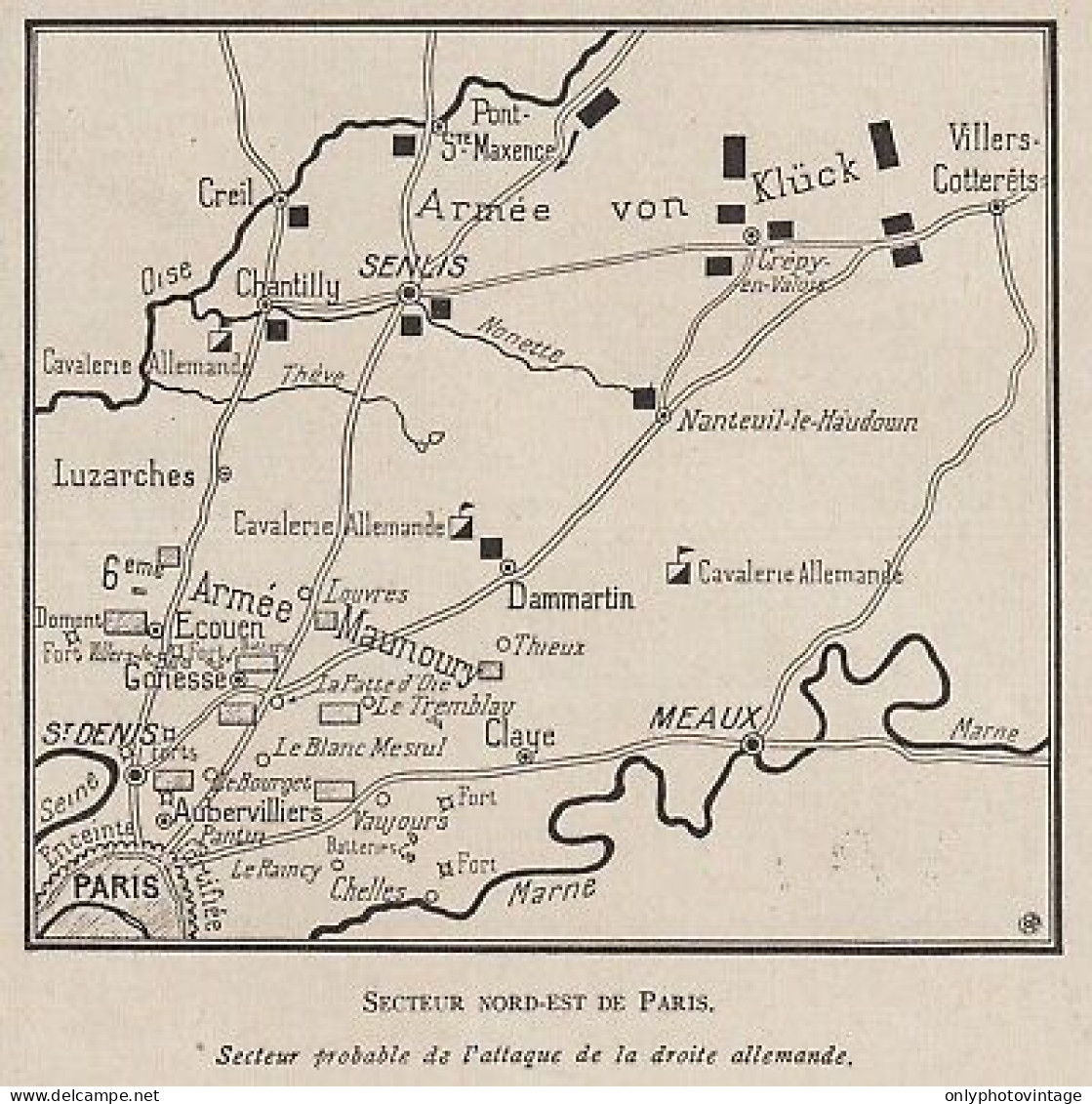 Secteur Nord-Est De Paris - France - Mappa Epoca - 1915 Vintage Map - Cartes Géographiques