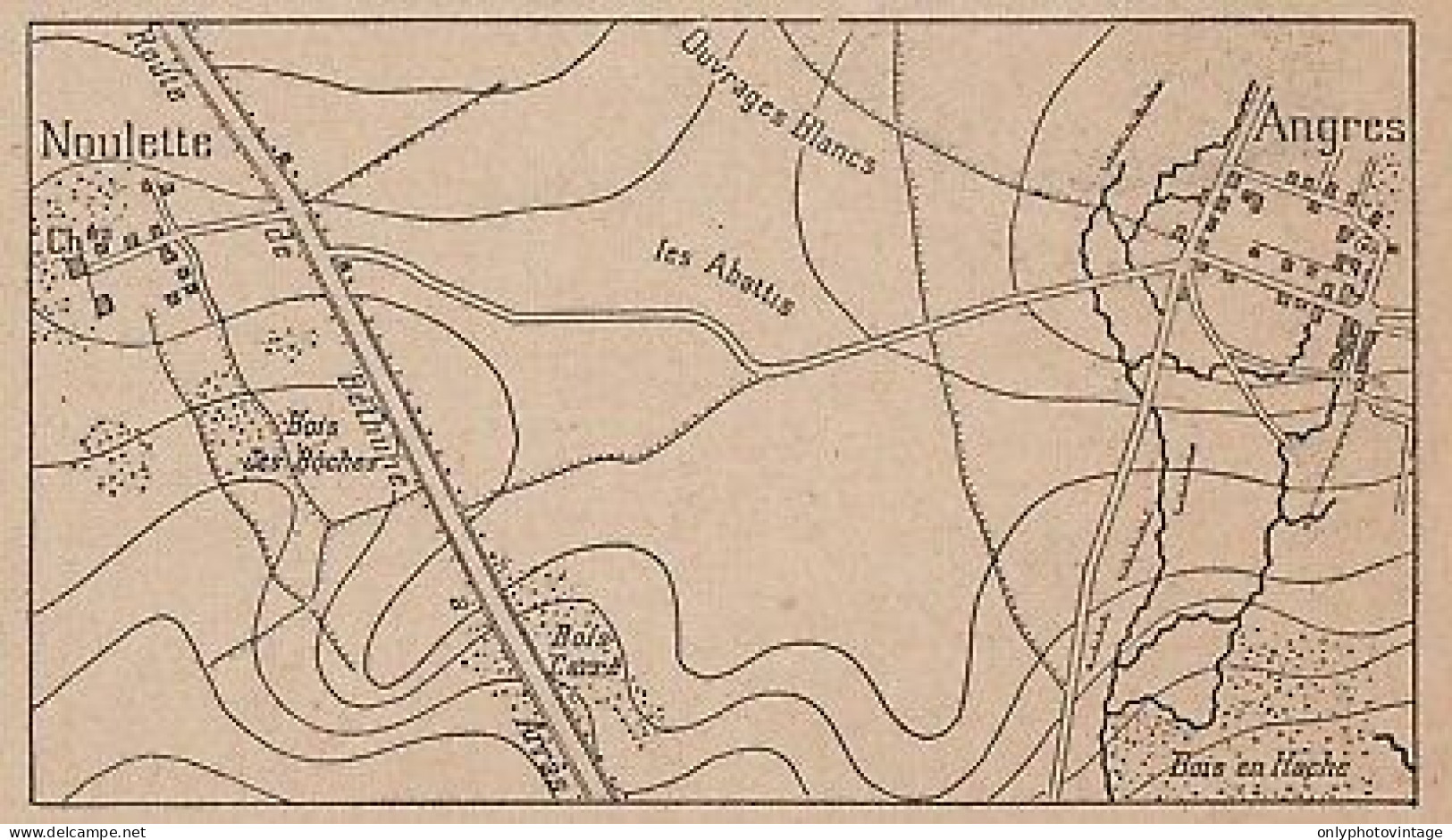 Noulette Et Angres - France - Mappa Epoca - 1915 Vintage Map - Carte Geographique