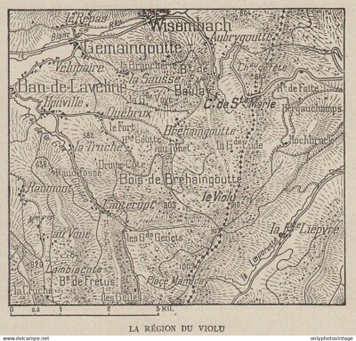 La Région Du Violu - France - Mappa Epoca - 1915 Vintage Map - Carte Geographique