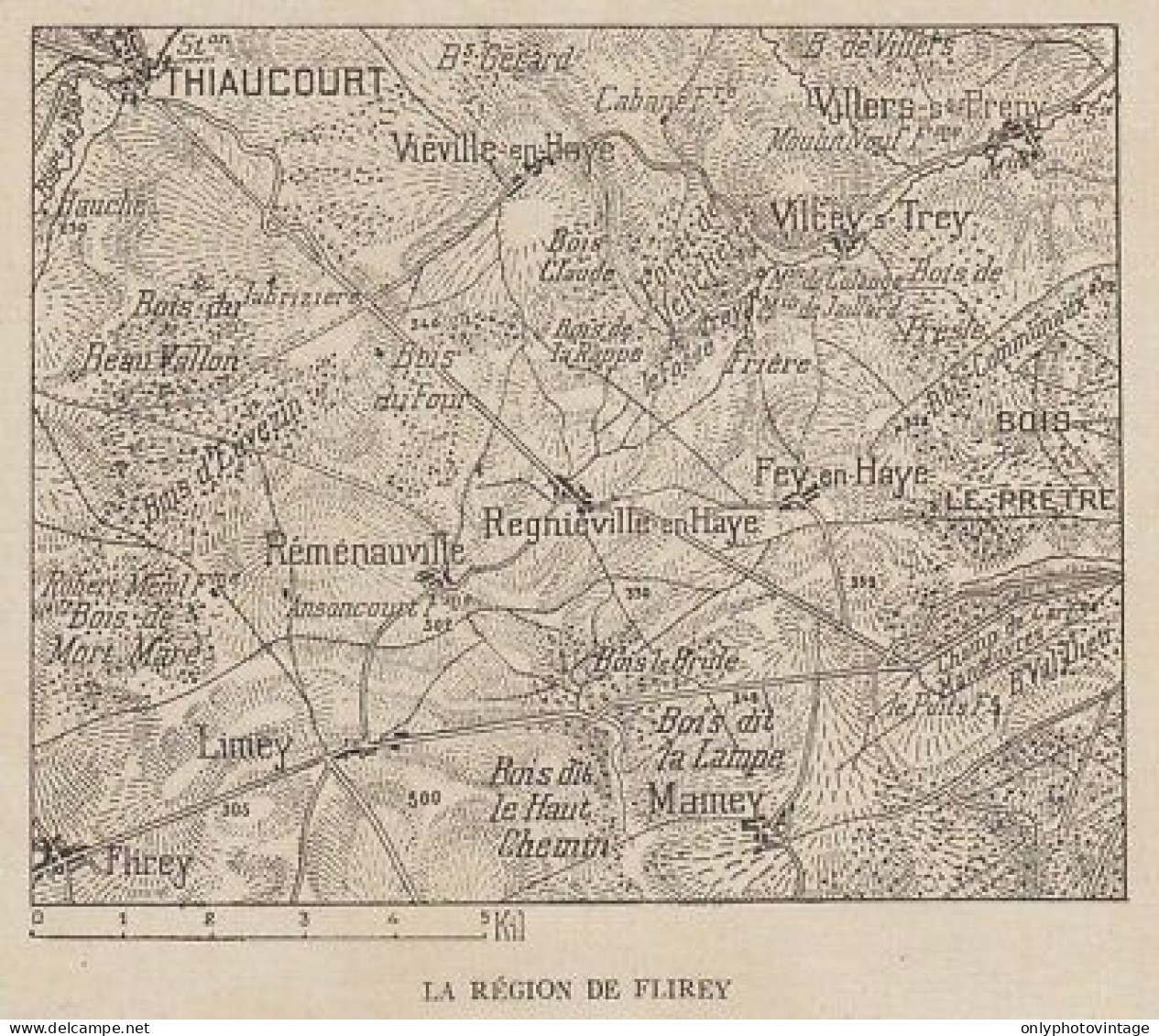 La Région De Flirey - France - Mappa Epoca - 1915 Vintage Map - Cartes Géographiques