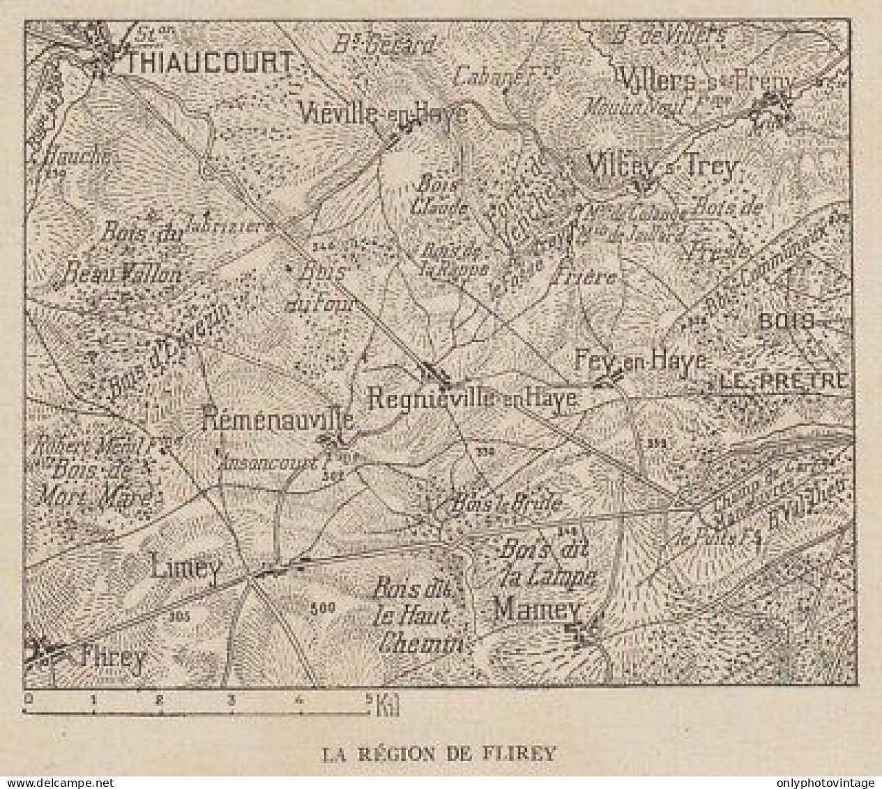 La Région De Flirey - France - Mappa Epoca - 1915 Vintage Map - Carte Geographique