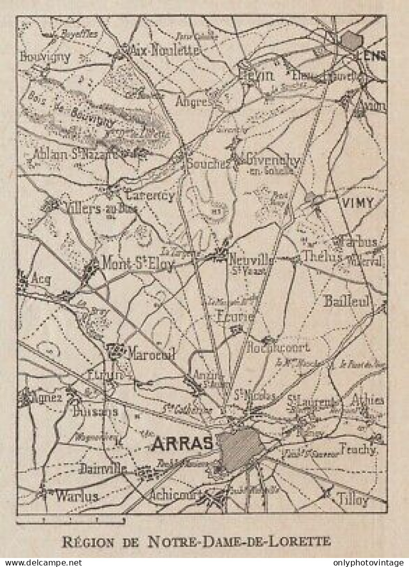 Région De Notre-Dame-de-Lorette - France - Mappa Epoca - 1915 Vintage Map - Cartes Géographiques