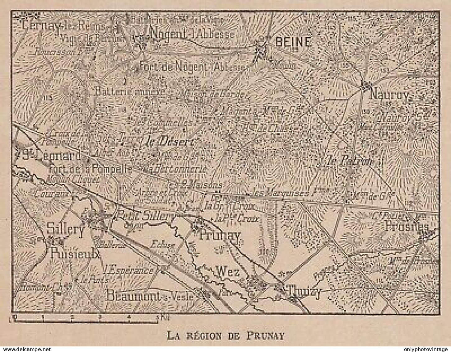 La Région De Prunay - France - Mappa Epoca - 1915 Vintage Map - Carte Geographique