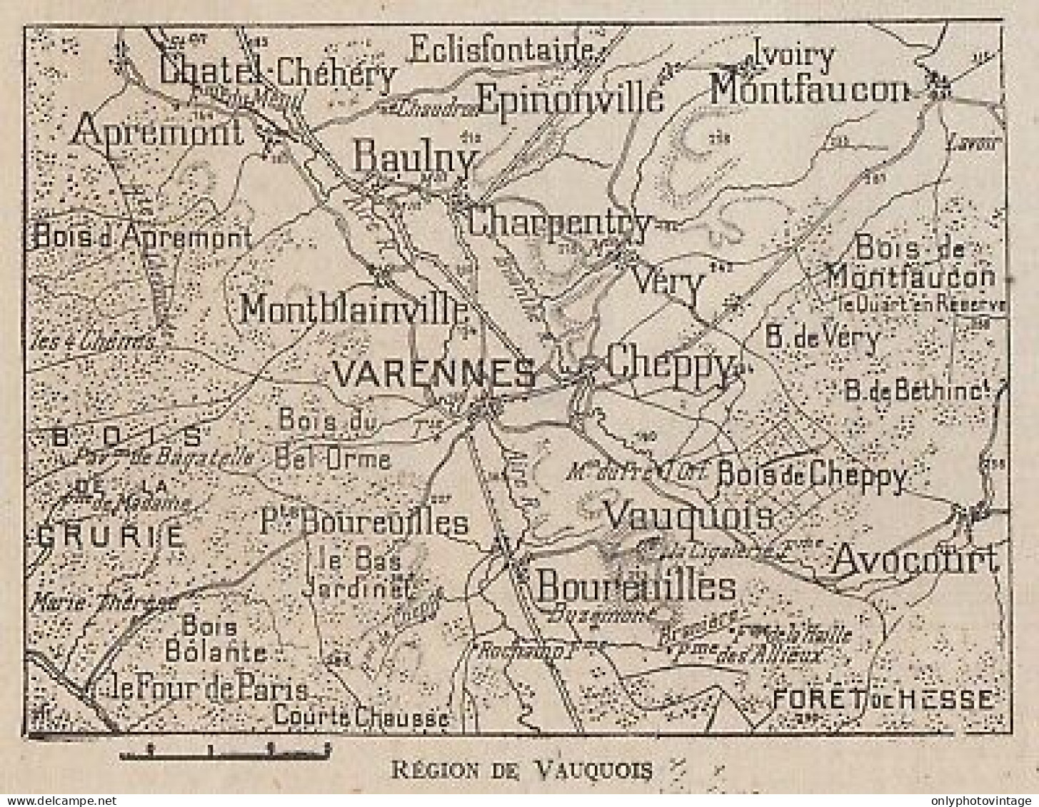 Région De Vauquois - France - Mappa Epoca - 1915 Vintage Map - Cartes Géographiques