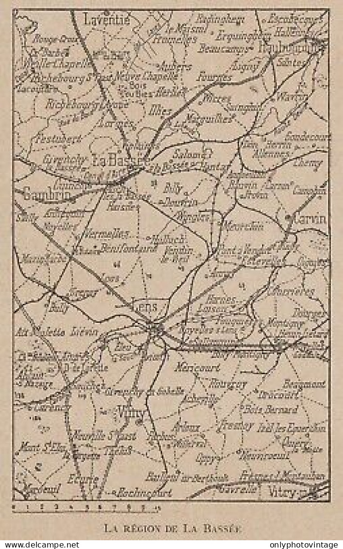 La Région De La Bassée - France - Mappa Epoca - 1915 Vintage Map - Cartes Géographiques