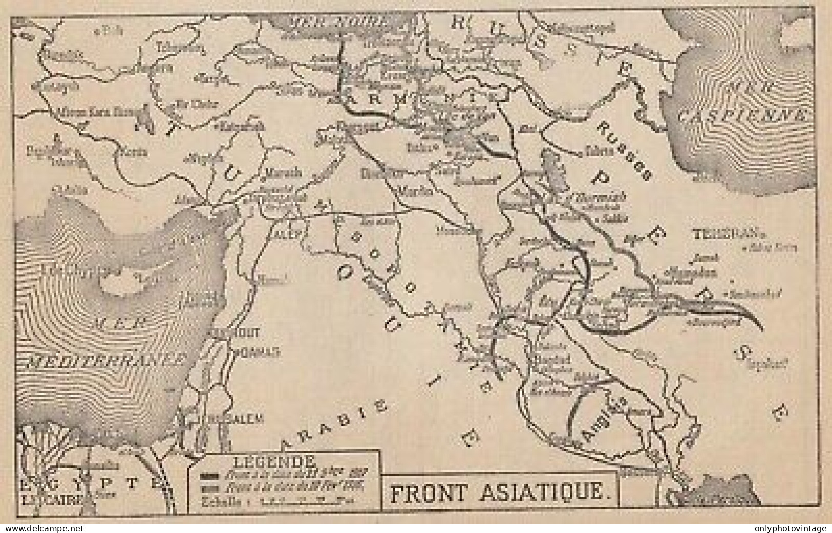 Première Guerre Mondiale - Front Asiatique - Mappa - 1917 Vintage Map - Geographical Maps