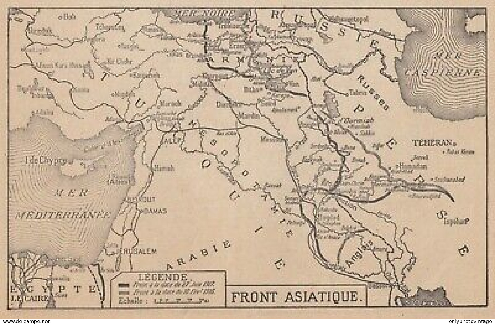 Première Guerre Mondiale - Front Asiatique - Mappa - 1917 Vintage Map - Geographical Maps