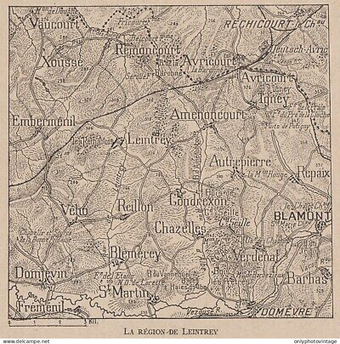 La Région De Leintrey - France - Mappa Epoca - 1915 Vintage Map - Carte Geographique