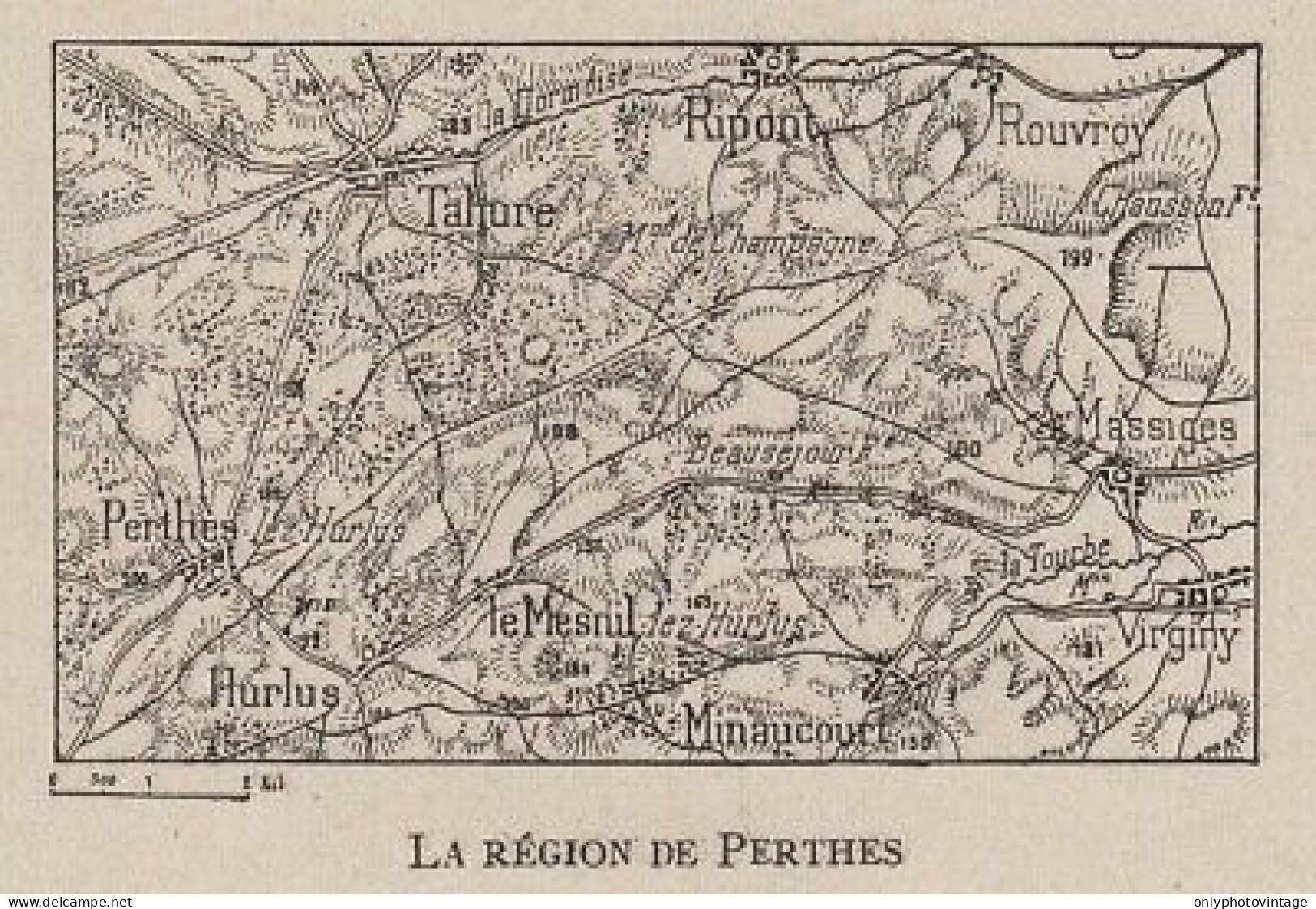 La Région De Perthes - France - Mappa Epoca - 1915 Vintage Map - Geographical Maps