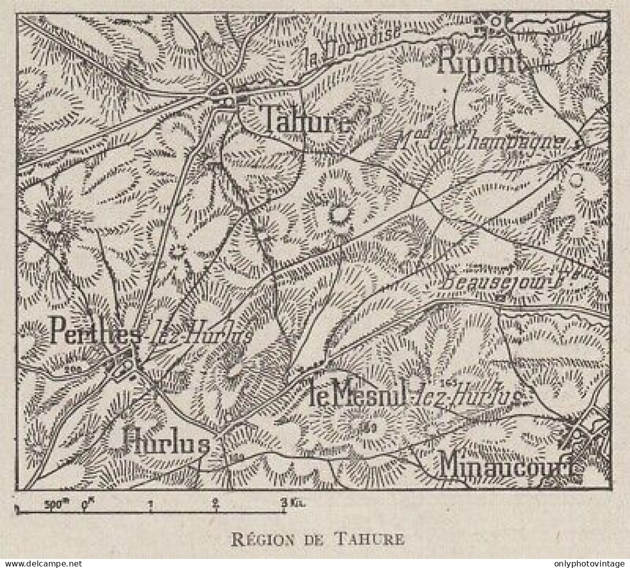Région De Tahure - France - Mappa Epoca - 1915 Vintage Map - Cartes Géographiques