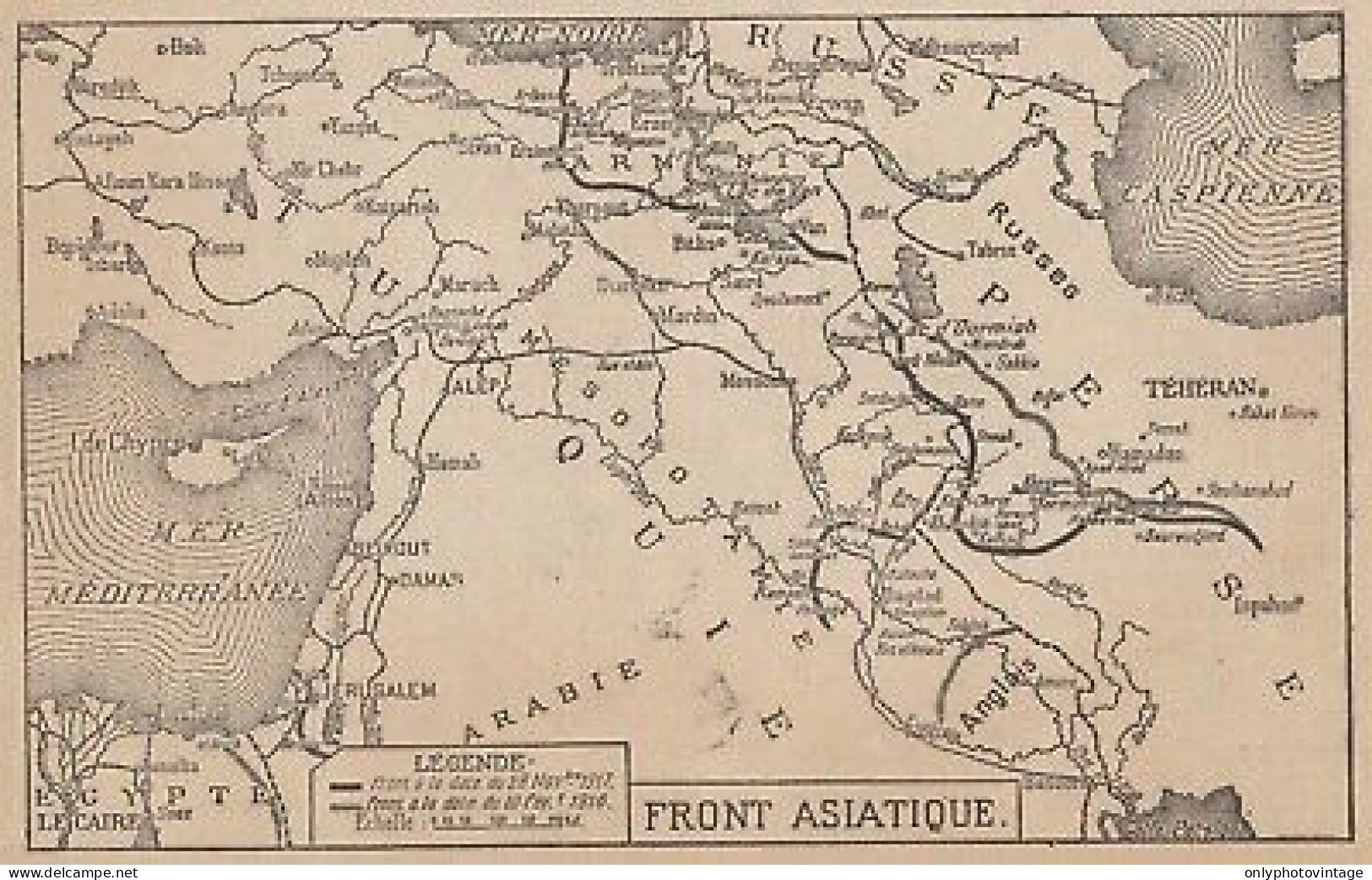 Première Guerre Mondiale - Front Asiatique - Mappa - 1917 Vintage Map - Carte Geographique