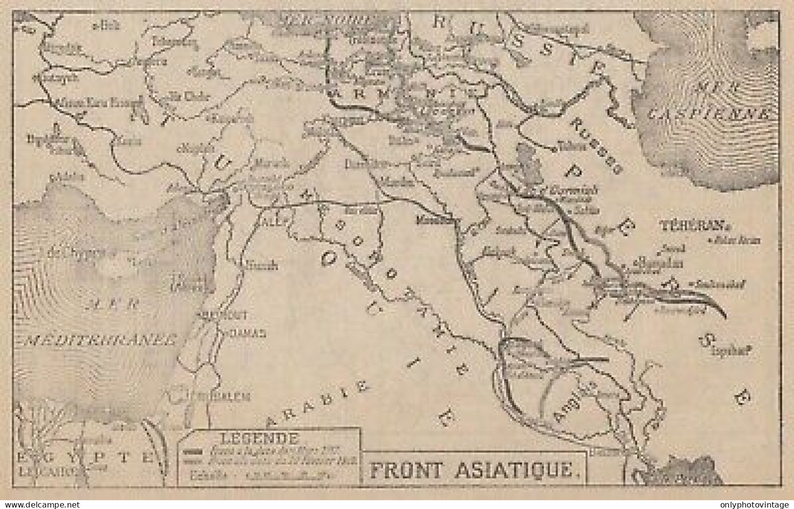 Première Guerre Mondiale - Front Asiatique - Mappa - 1917 Vintage Map - Geographical Maps