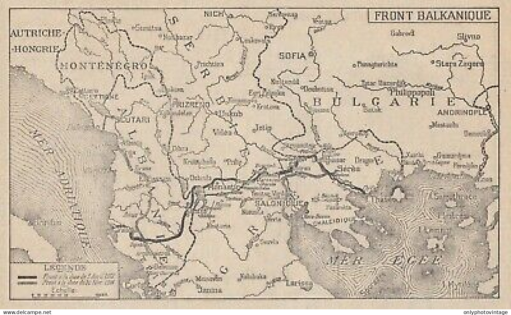 Première Guerre Mondiale - Front Balkanique - Mappa - 1917 Vintage Map - Geographical Maps