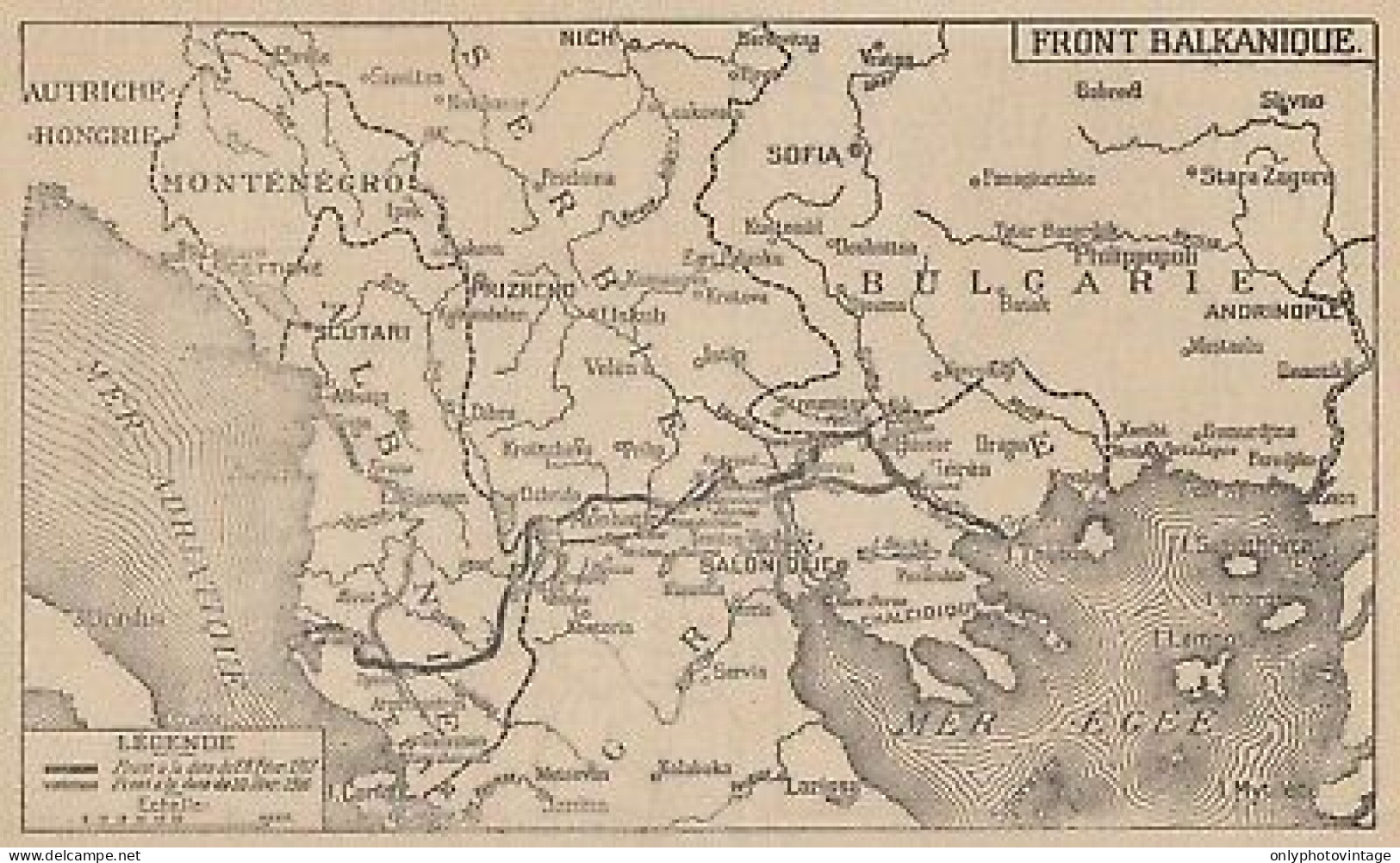 Première Guerre Mondiale - Front Balkanique - Mappa - 1917 Vintage Map - Carte Geographique