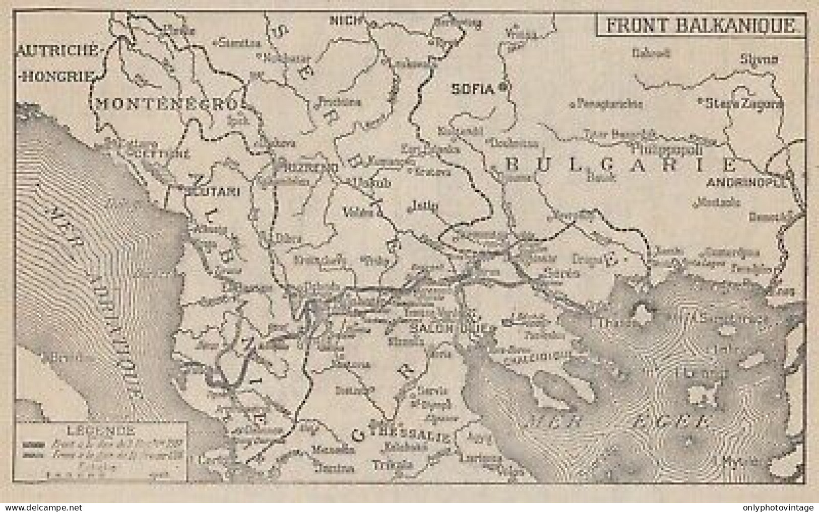 Première Guerre Mondiale - Front Balkanique - Mappa - 1917 Vintage Map - Geographical Maps