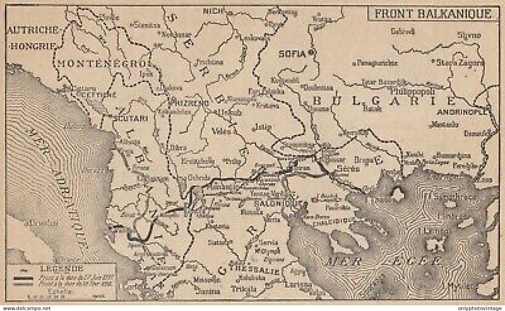 Première Guerre Mondiale - Front Balkanique - Mappa - 1917 Vintage Map - Cartes Géographiques