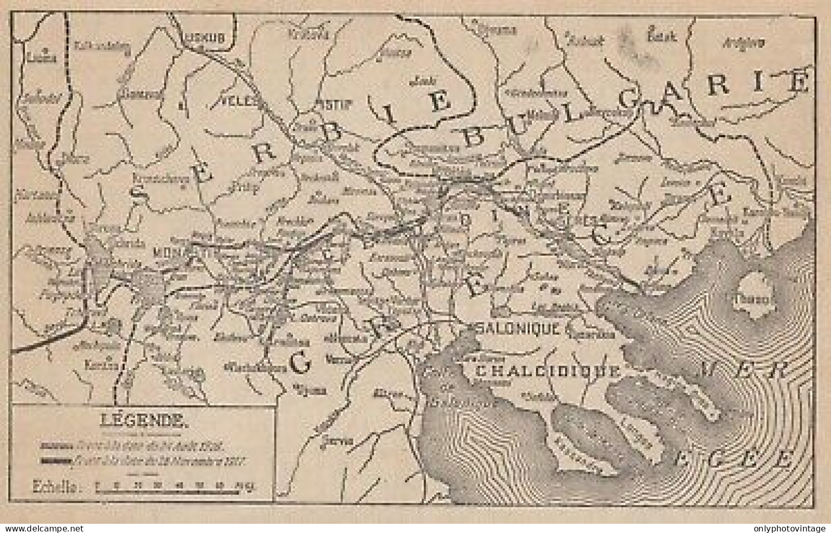 Première Guerre Mondiale - Les Opérations Dans Les Balkans - 1917 Old Map - Cartes Géographiques