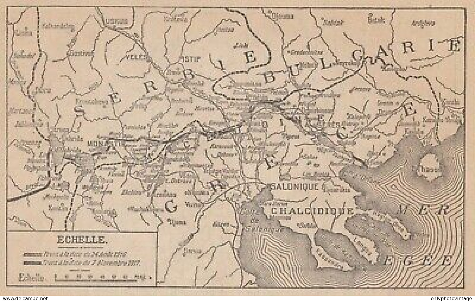 Première Guerre Mondiale - Les Opérations En Orient - 1917 Vintage Map - Carte Geographique