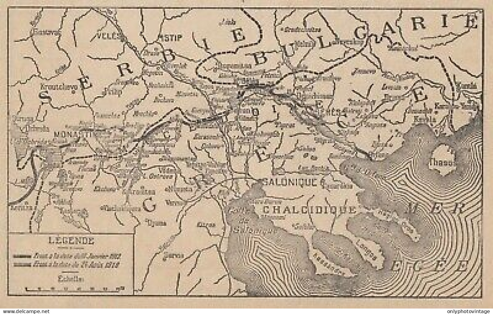 Première Guerre Mondiale - Les Opérations Dans Les Balkans - 1917 Old Map - Landkarten