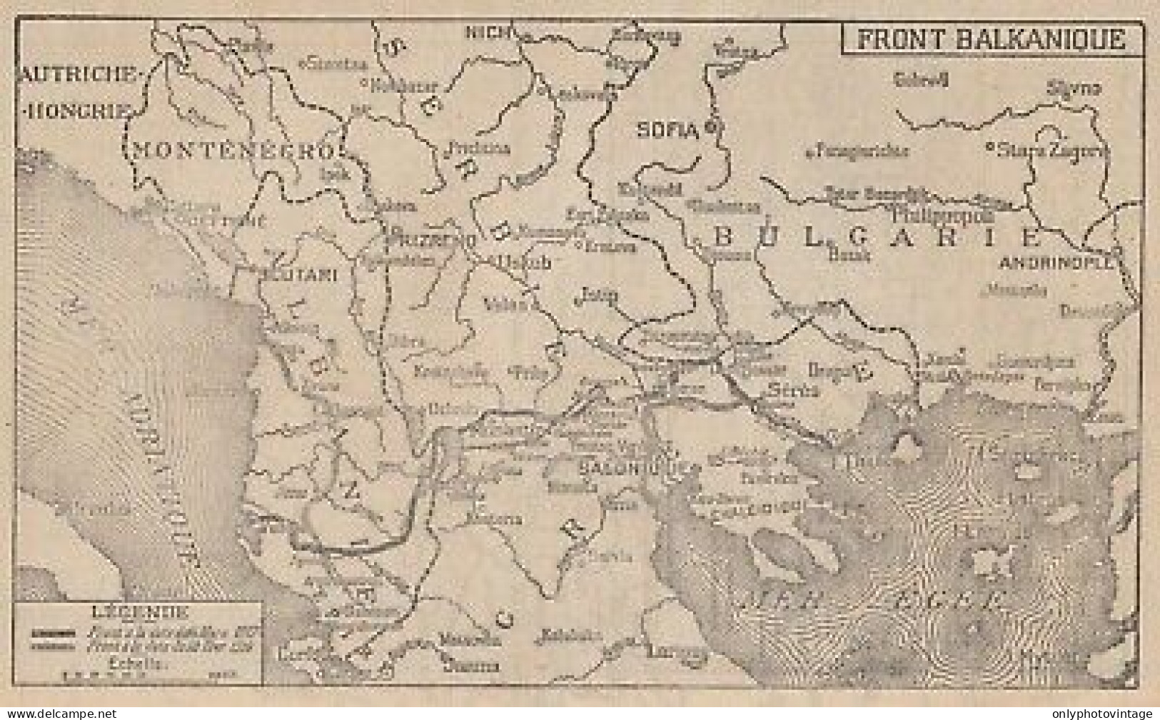 Première Guerre Mondiale - Front Balkanique - Mappa - 1917 Vintage Map - Carte Geographique