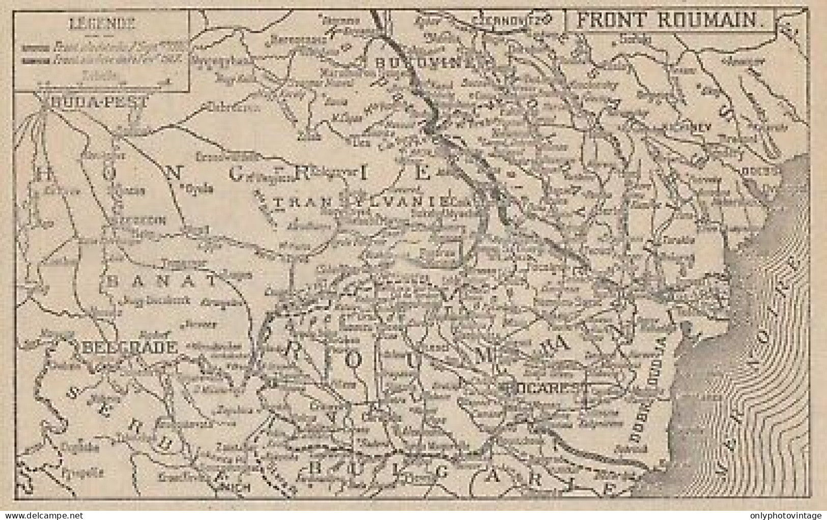 Première Guerre Mondiale - Front Roumain - Mappa Epoca - 1917 Vintage Map - Geographische Kaarten