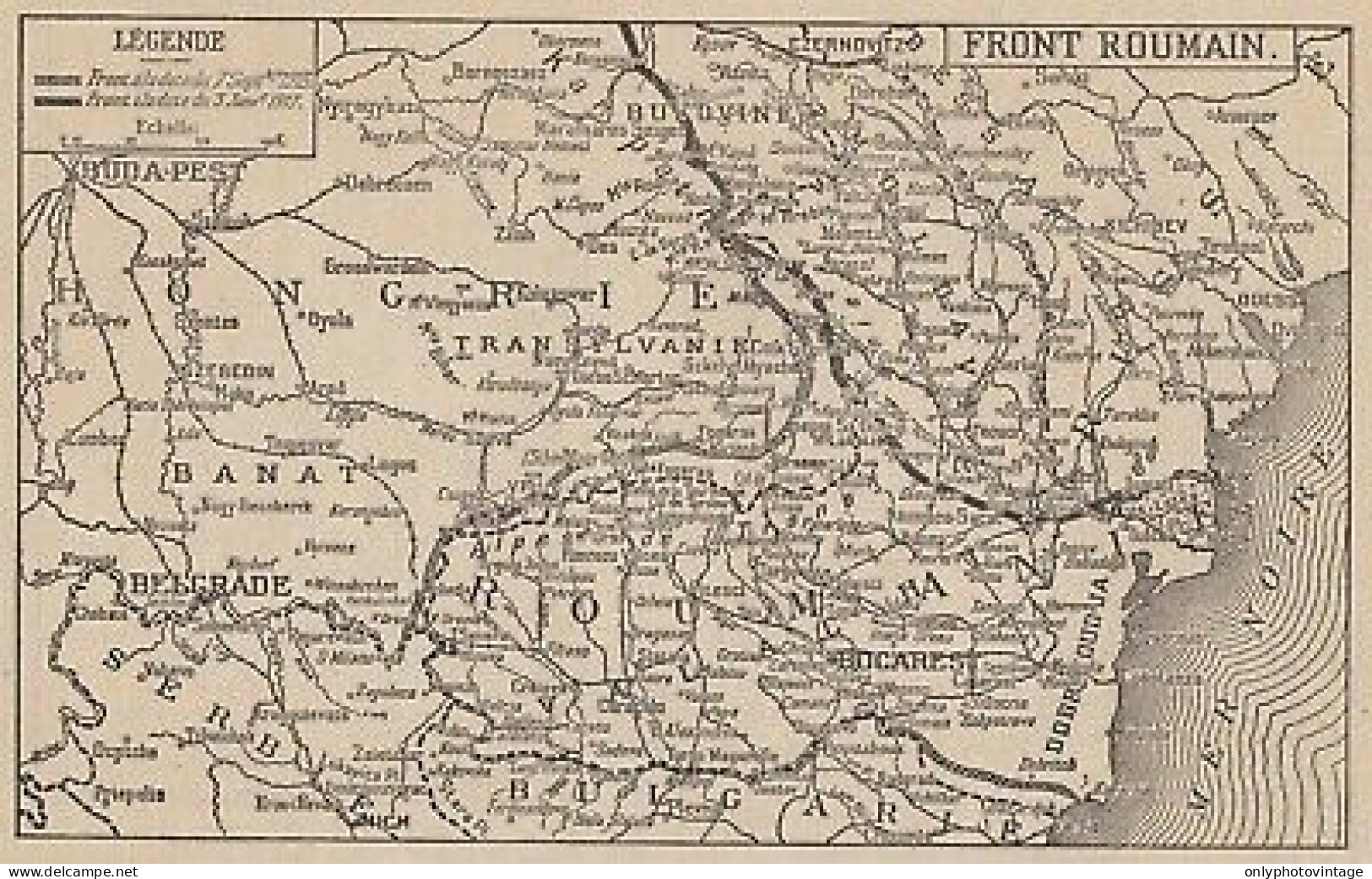 Première Guerre Mondiale - Front Roumain - Mappa Epoca - 1917 Vintage Map - Geographische Kaarten