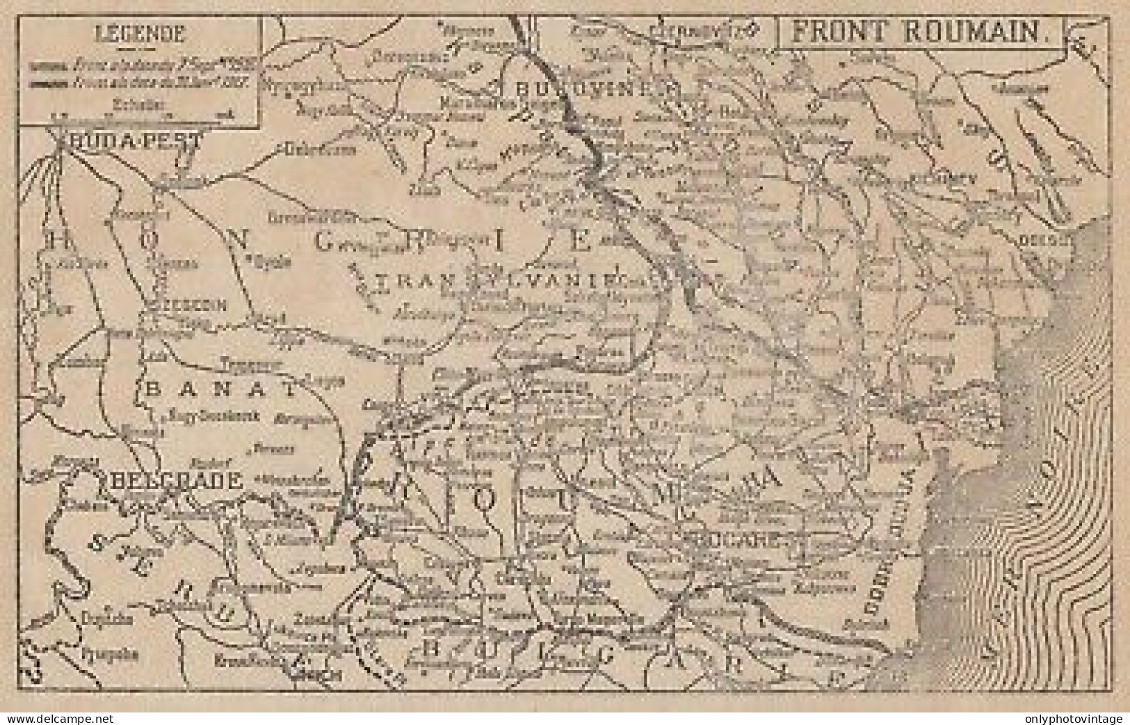 Première Guerre Mondiale - Front Roumain - Mappa Epoca - 1917 Vintage Map - Geographical Maps