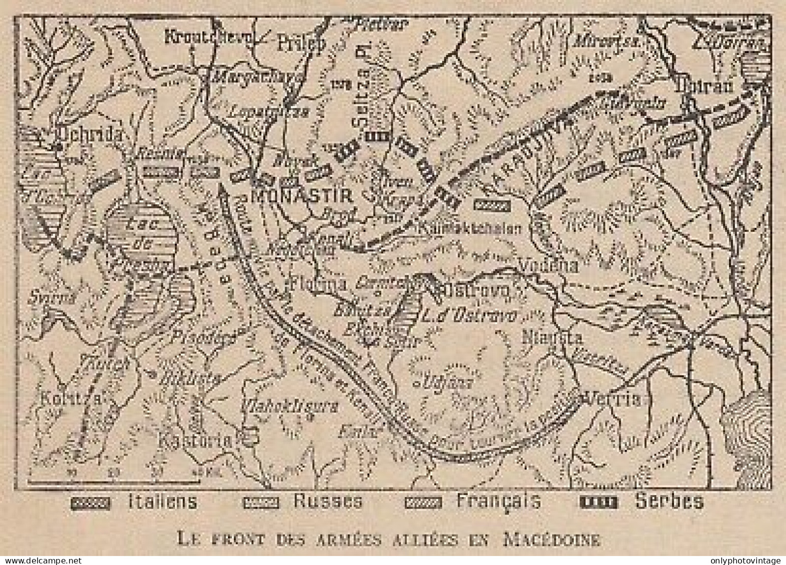 Le Front Des Armées Alliées En Macédoine - Mappa Epoca - 1917 Vintage Map - Mapas Geográficas