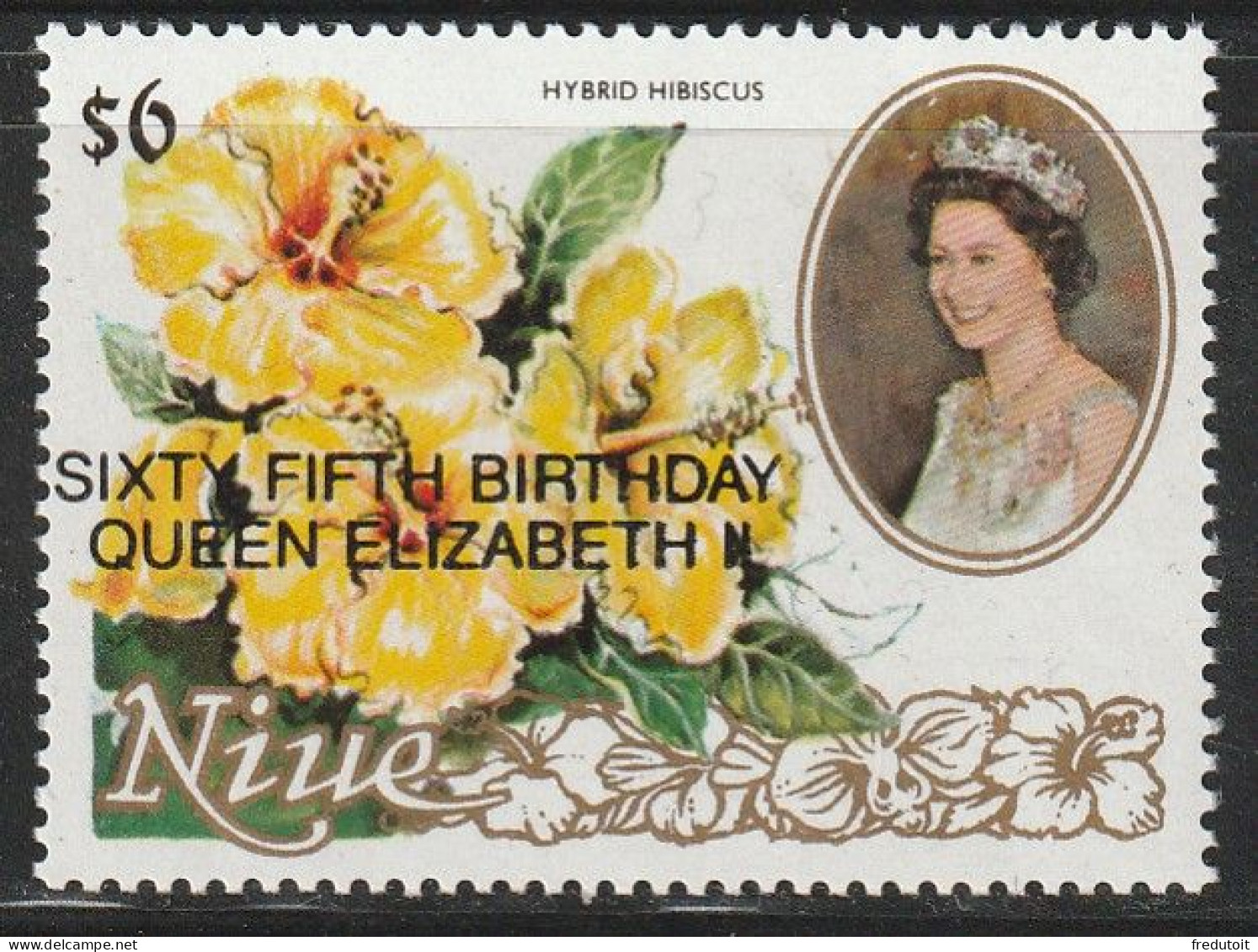 NIUE - N°565 ** (1991) Elizabeth II : Surcharge "sixty Fifth Birthday Queen Elizabeth II" - Niue