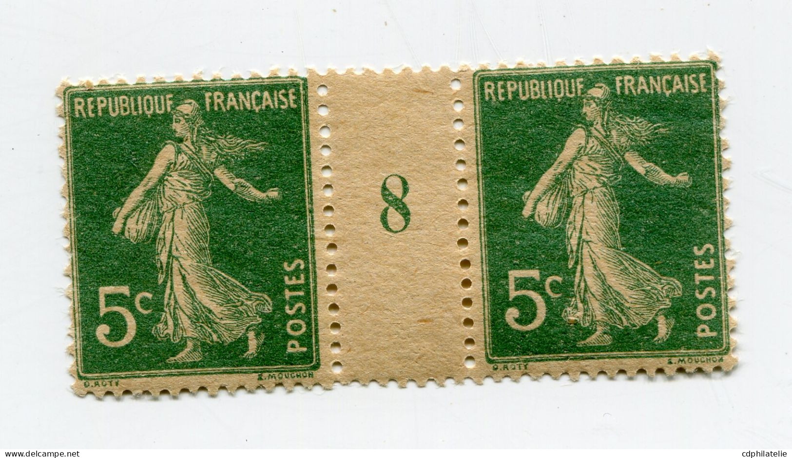 FRANCE N°137 ** TYPE SEMEUSE FOND PLEIN EN PAIRE AVEC MILLESIME 8 ( 1918 ) PAPIER GC - Millesimi