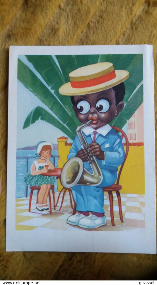 CPSM MUSICIEN NOIR A LA TROMPETTE JAZZ ? GROS YEUX QUI NE BOUGENT PAS 1964 - Music And Musicians