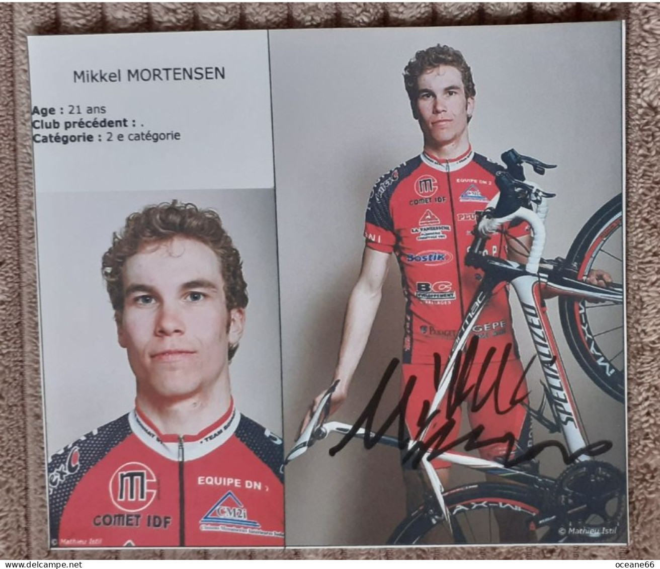 Autographe Mikkel Mortensen Bonnat 2009 Format 12 X  13,5 Cm - Cyclisme