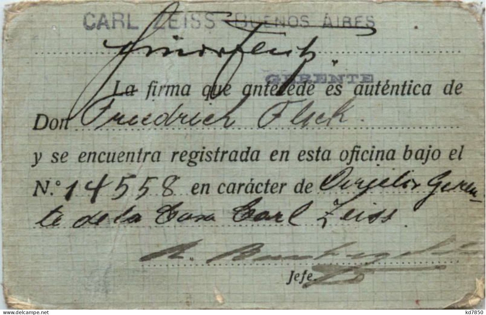 Argentina - Ausweis Rgistro De Firmas - Argentina