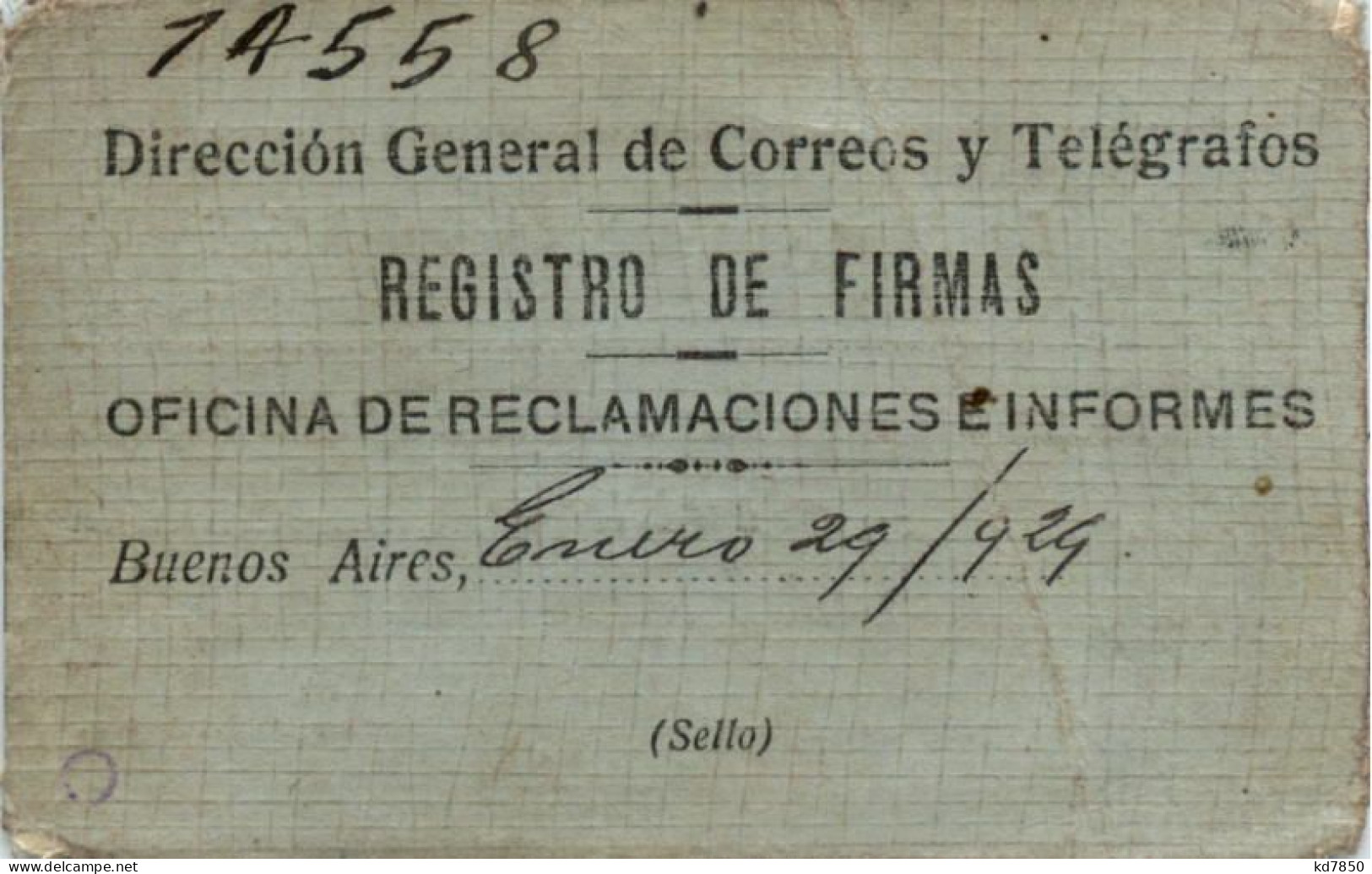 Argentina - Ausweis Rgistro De Firmas - Argentine