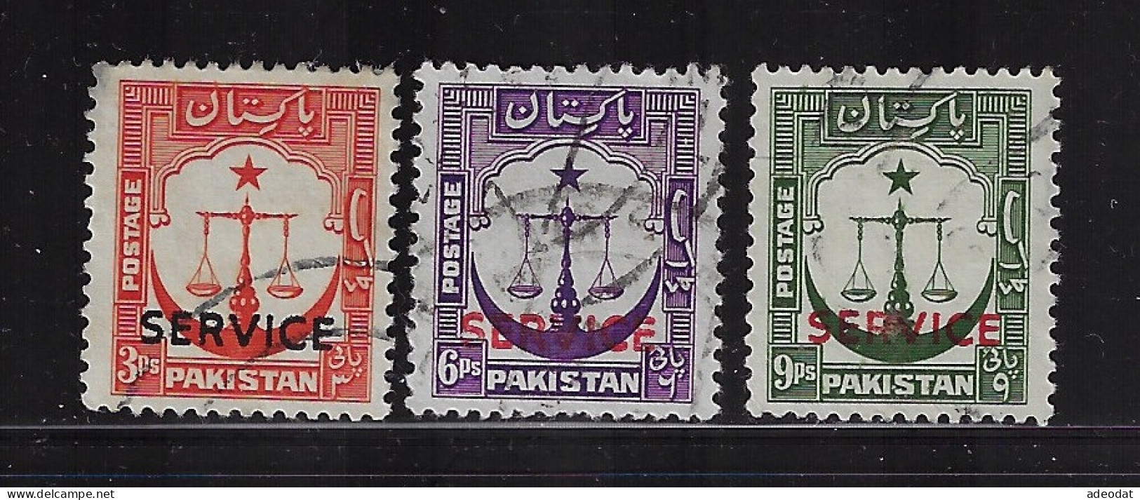 PAKISTAN  1948  SERVICE SCOTT #O14-O16    USED  CV $0.35 - Pakistán