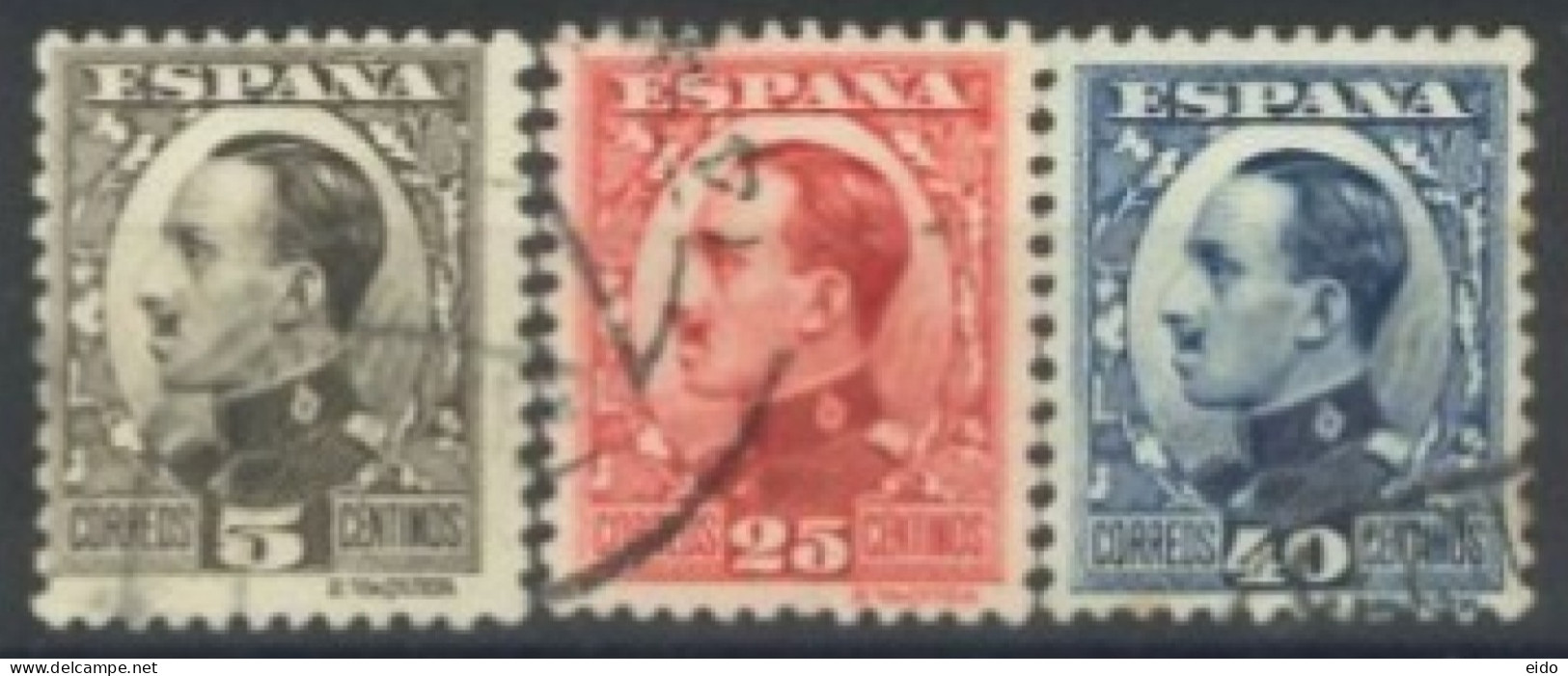 SPAIN, 1930, KING ALFONSO XIII STAMPS SET OF 3, # 407,411, &413, USED. - Oblitérés