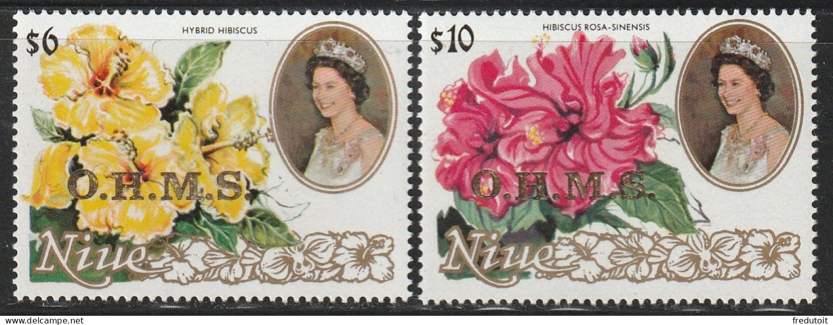 NIUE - Timbres De Service N°18/9 ** (1987) Elizabeth II Et Hibiscus - O.H.M.S - Niue