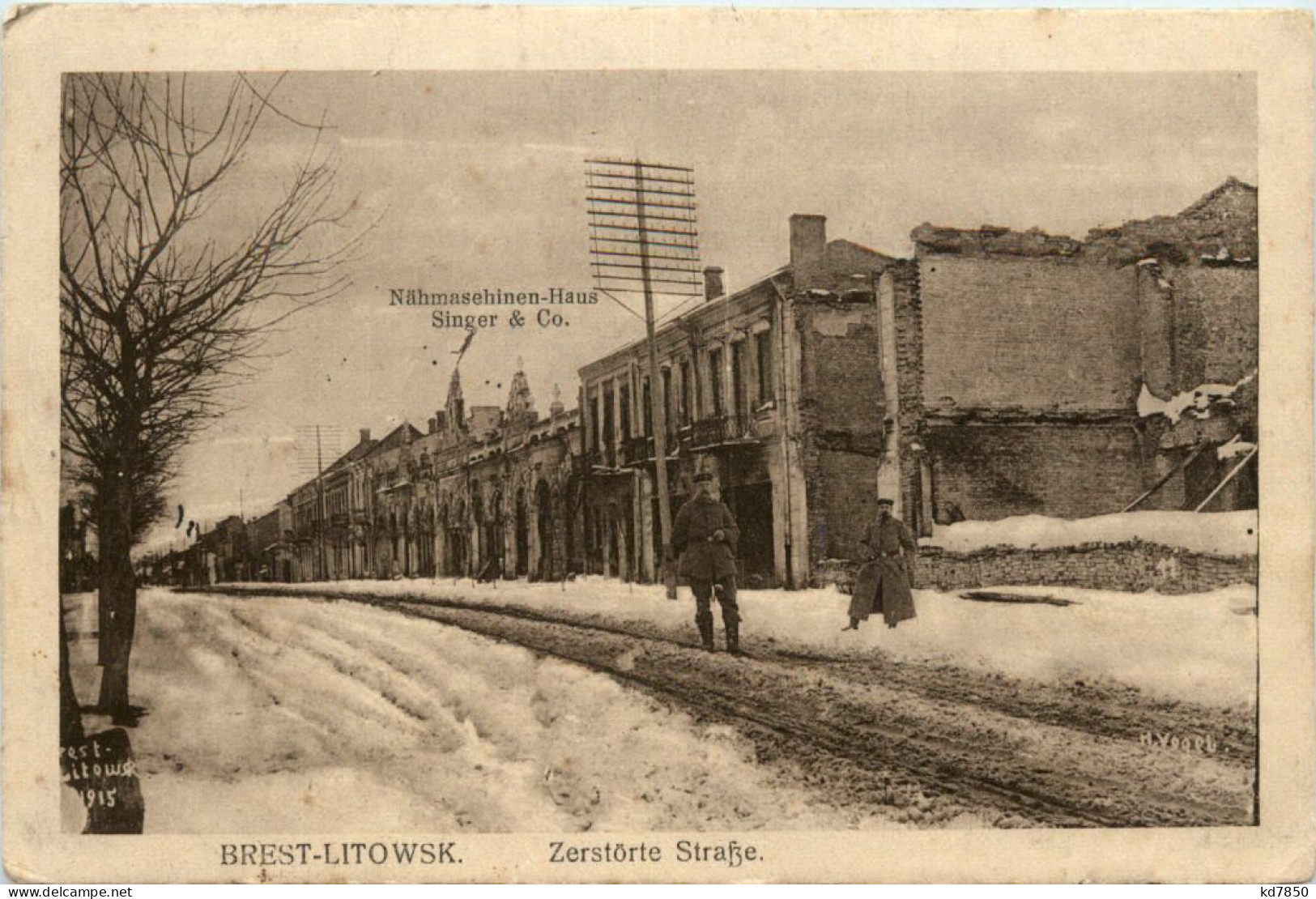 Brest-Litowsk - Zerstörte Strasse - Feldpost - Wit-Rusland