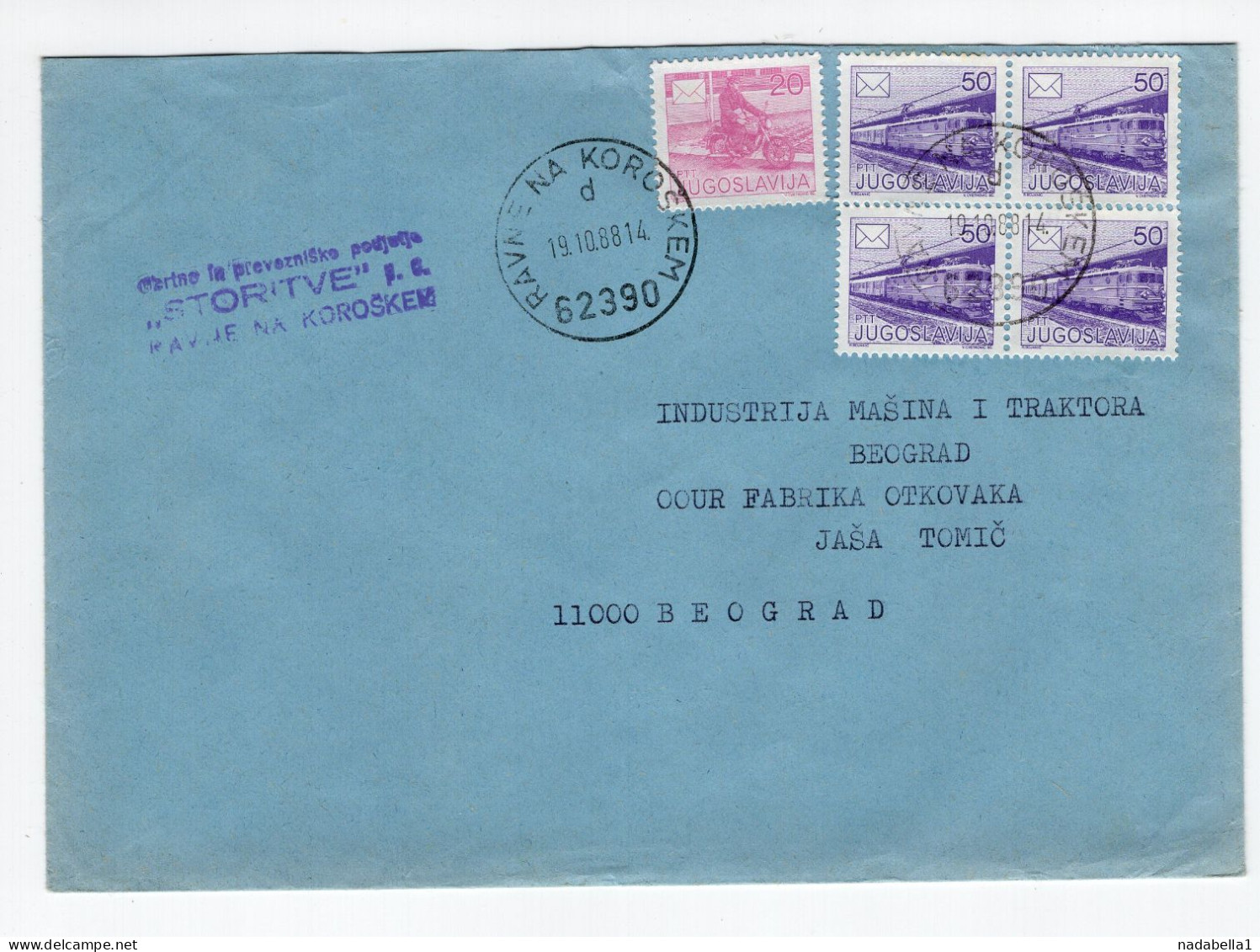 1988. YUGOSLAVIA,SLOVENIA,RAVNE NA KOROSKEM COVER SENT TO BELGRADE,INFLATION MAIL - Storia Postale