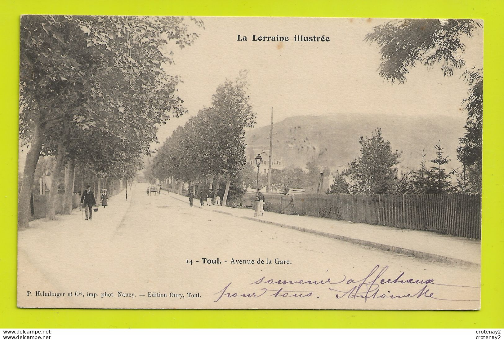 54 TOUL N°14 Avenue De La Gare En 1903 VOIR DOS Non Séparé - Toul