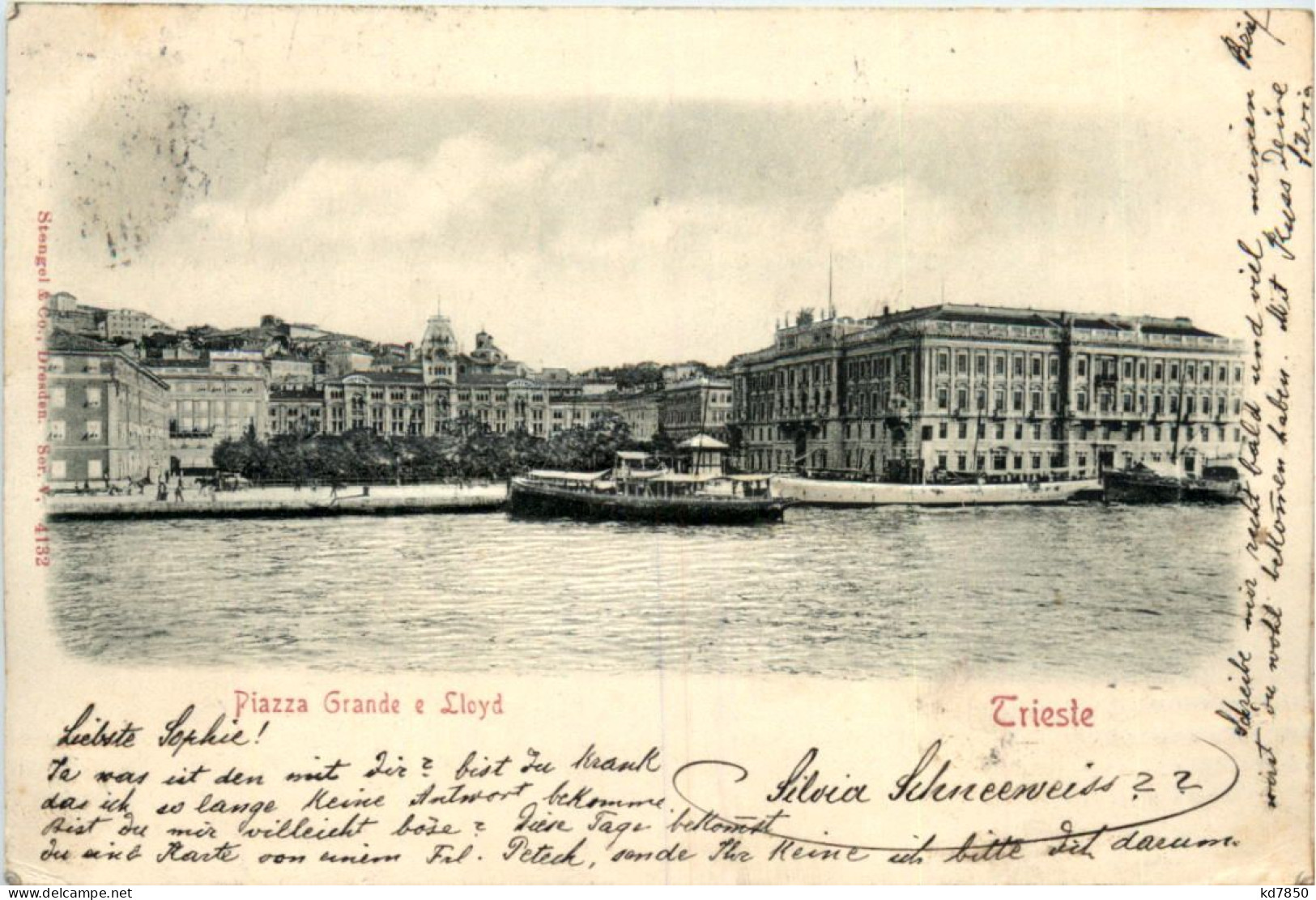 Piazza Gande E Lloyd - Trieste - Prägekarte - Trieste