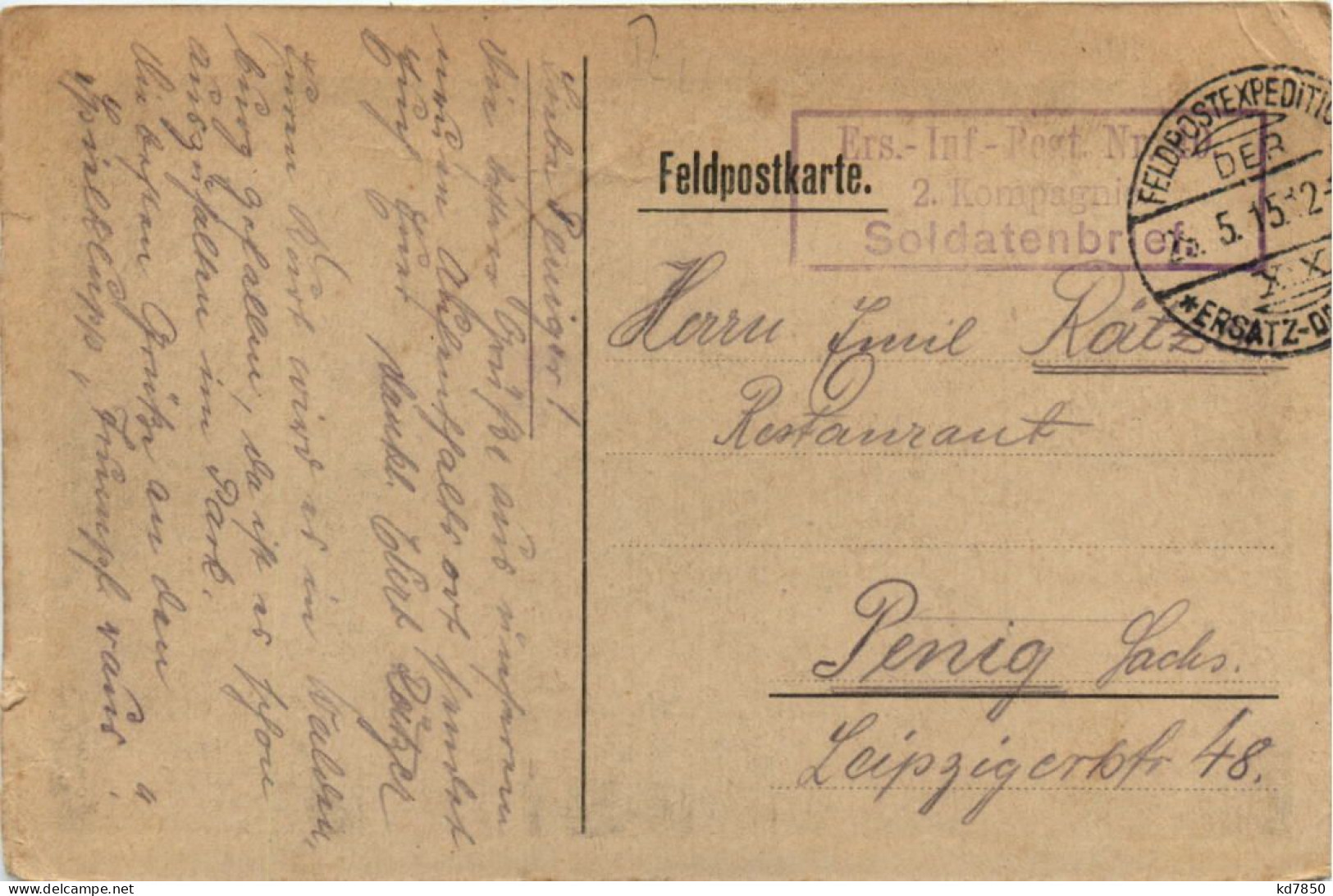 Feldpost Ersatz Inf. Regiment 10 - Covers & Documents