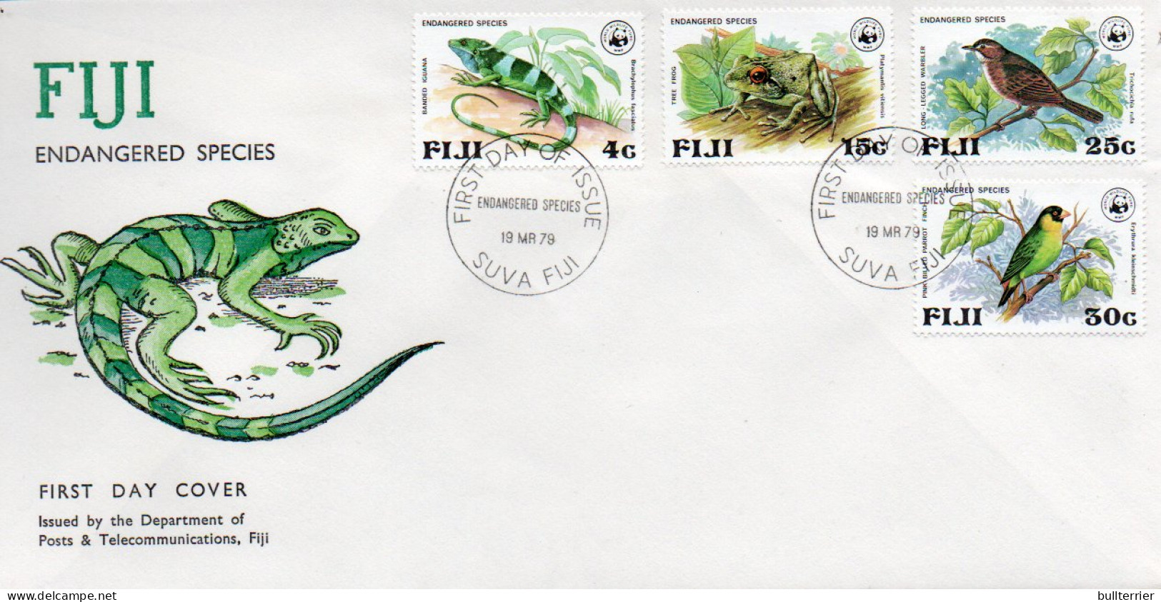 WILDLIFE  - FIJI - 1979 - WILDLIFE / WWF SET OF 4 ON ILLUSTRATED FIRST DAY COVER - Lettres & Documents