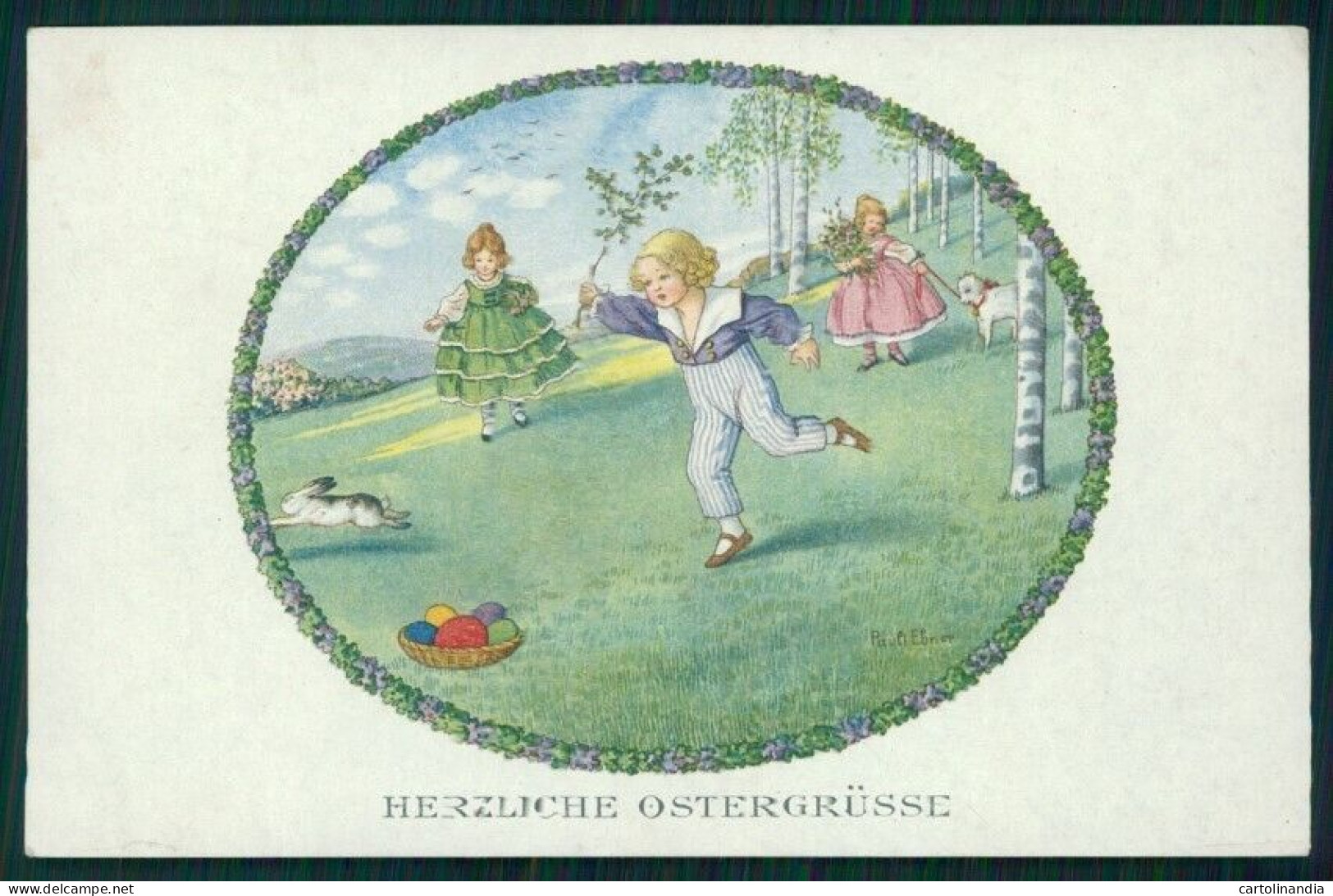 Artist Signed Pauli Ebner Children Easter MM Vienne Serie 1251 Postcard TC2390 - Sonstige & Ohne Zuordnung