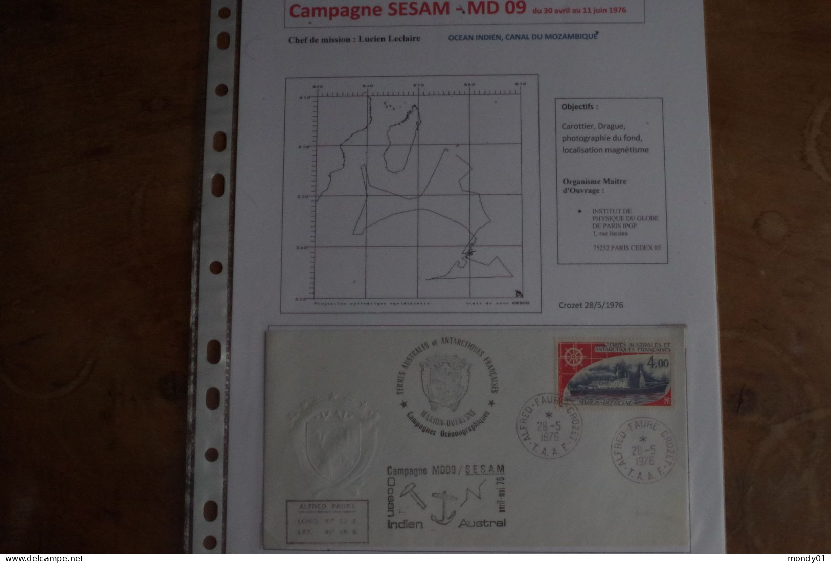 M50/  TAAF MD9 Paquebot  Marion Dufresne 1976 SESAM Crozet Magnetisme Physique Géologie Marine - Physik