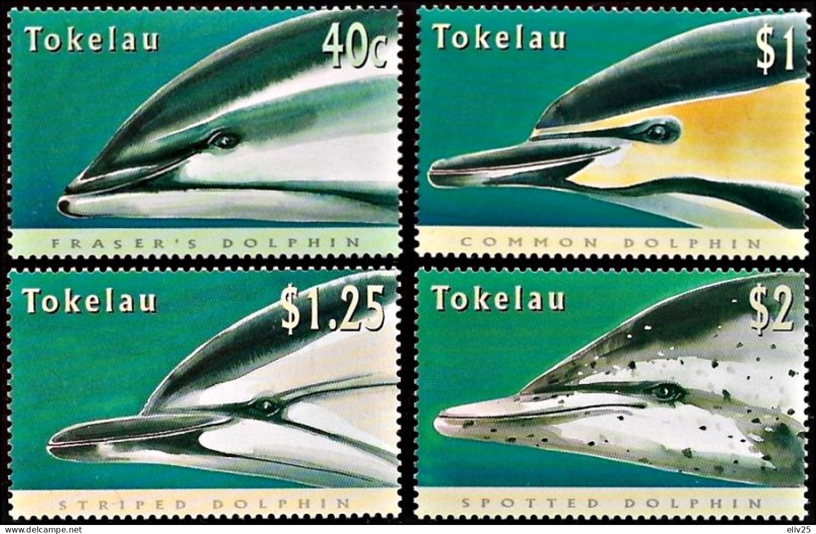 Tokelau Islands 1996, Dolphins - 4 V. MNH - Dauphins