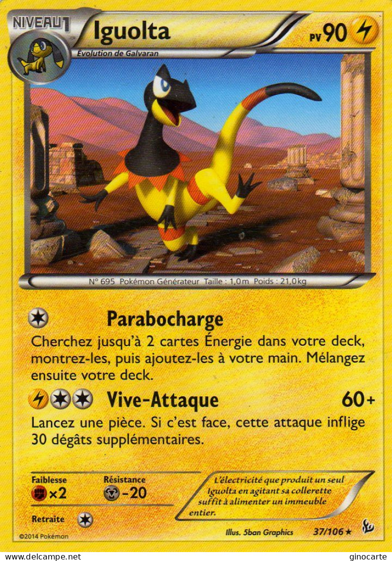 Carte Pokemon 37/106 Iguolta 90pv 2014 - Otros & Sin Clasificación