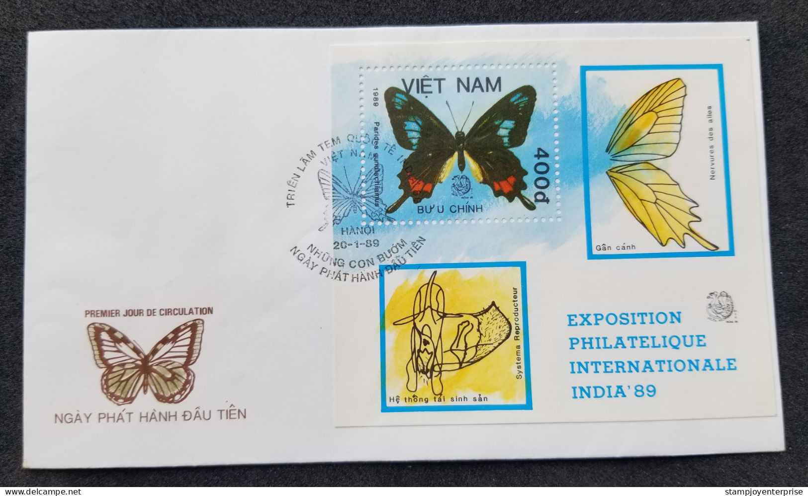 Vietnam Butterflies 1989 Insect Fauna Moth Butterfly Insects (FDC) *India'89 Expo - Vietnam